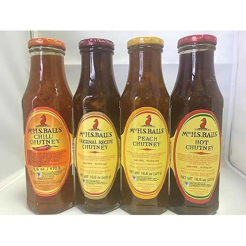 MRS H.S.BALL'S Mrs Balls Variety Sampler Selection of 4 flavors Original,Peach,Hot ,Chilli Chutney South African