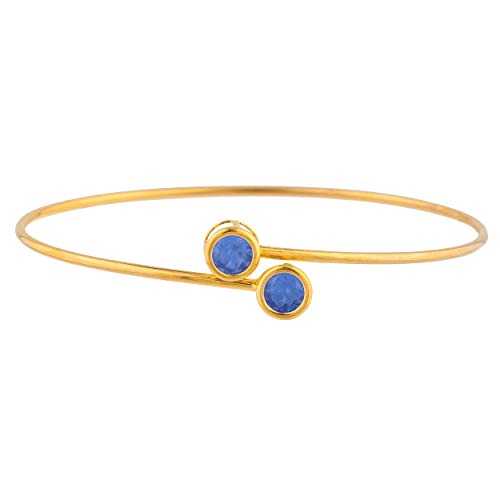 14K ゴールド 模擬 タンザナイト ラウンド ベゼル バングル 腕輪 Elizabeth Jewelry 14Kt Gold Simulated Tanzanite Round Bezel Bangle Bracelet