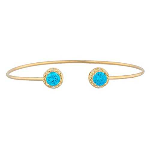 14K ゴールド CZ スイス ブルー トパーズ & ダイヤモンド ラウンド バングル ブレスレット Elizabeth Jewelry 14Kt Gold CZ Swiss Blue Topaz & Diamond Round Bangle Bracelet 47,947円