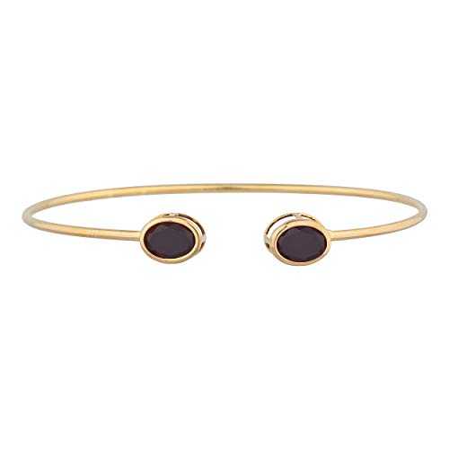 14K ゴールド 本物のブラック オニキス オーバル ベゼル バングル ブレスレット Elizabeth Jewelry 14Kt Gold Genuine Black Onyx Oval Bezel Bangle Bracelet｜Glomarket