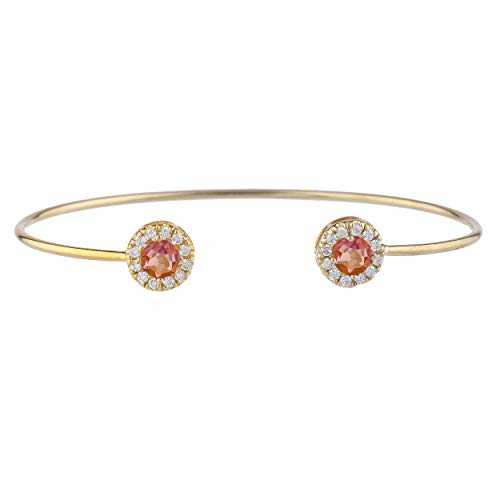 14K ゴールド 自然的 心の高まり ミ突っ支い棒 トパーズ色 日暈 ひな形 バングル 腕輪 Elizabeth Jewelry 14Kt Gold Natural Ecstasy Mystic Topaz Halo Design Bangle Bracelet