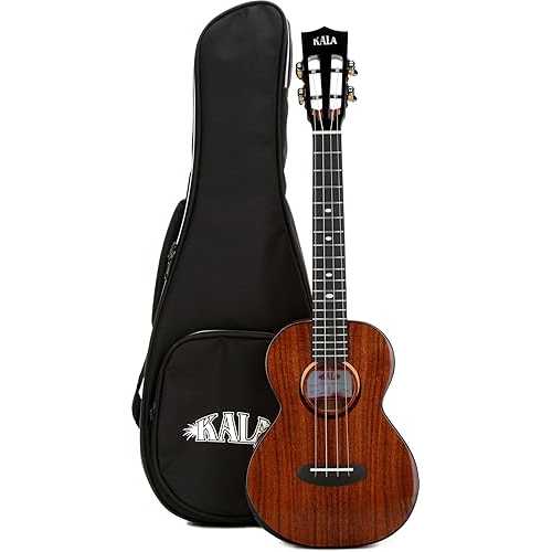 Kala Contour All Solid Gloss Acacia Tenor Ukulele with Gig Bag, Acoustic Ukulele, Ebony Fingerboard, Nylgut Strings
