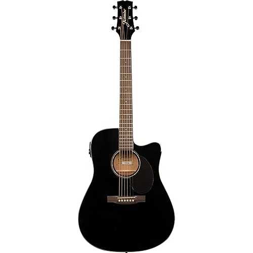 Jasmine JD39CE-BLK J-Series Acoustic-Electric Guitar, Black