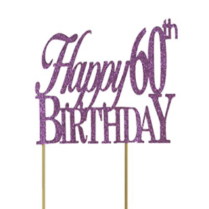 詳細についてすべてパープルハッピー-60日-バースデーケーキトッパー All About Details Purple Happy-60Th-Birthday Cake Topper画像