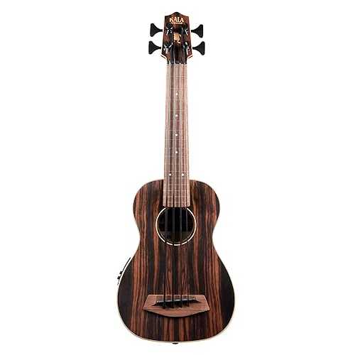 Kala UBASS-EBY-FL Striped Ebony Fretless U-Bass Acoustic-Electric Ukulele Bass Natural