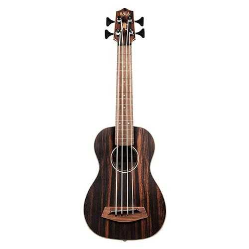 Kala UBASS-EBY-FSRW Striped Ebony Acoustic-Electric Ukulele Bass with Round Wounds