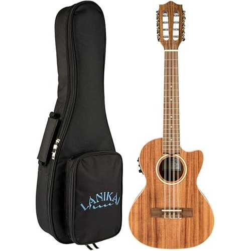 Lanikai ACST-8CET 8-String Ukulele, All Acacia Tenor Ukulele, Acoustic-Electric with Rosewood Fingerboard, Natural