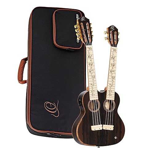 Custom Built Series Double Neck 4 \u0026 8 String Tenor Acoustic-Electric Ukulele w/Bag Ortega Guitars Custom Built Series Double Neck 4 \u0026 8 String Tenor Acoustic-Electric Ukulele w/Bag