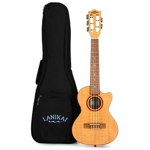 Lanikai FM-5CET 5 String Ukulele, Flame Maple Tenor Cutaway and Electronics, with Fishman Kula Preamp and Tuner