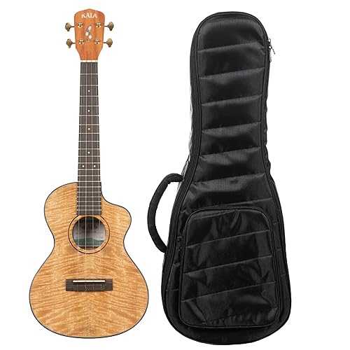 Kala All Solid Curly Mango Metropolitan Tenor Ukulele - High Gloss Finish, Custom Sloped Cutaway, D\u0027Addario Pro-Art・・ Titanium Strings, Includes Padded Gig Bag Kala Brand Music Co. Kala All Solid Curly Mango Metropolita
