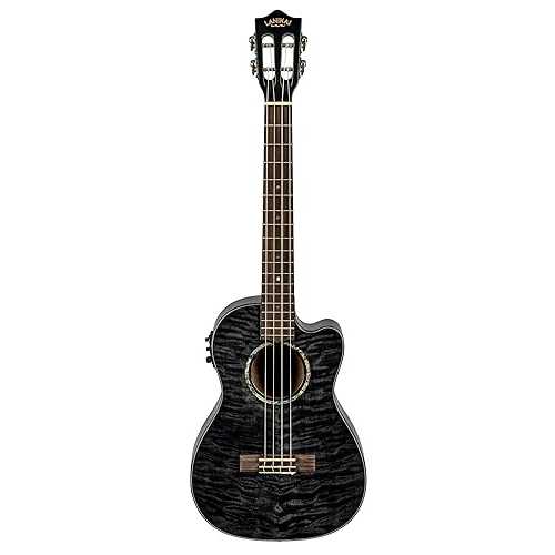 Lanikai Quilted Maple Black Stain Baritone A/E Ukulele with Foam Case (QM-BKCEB)