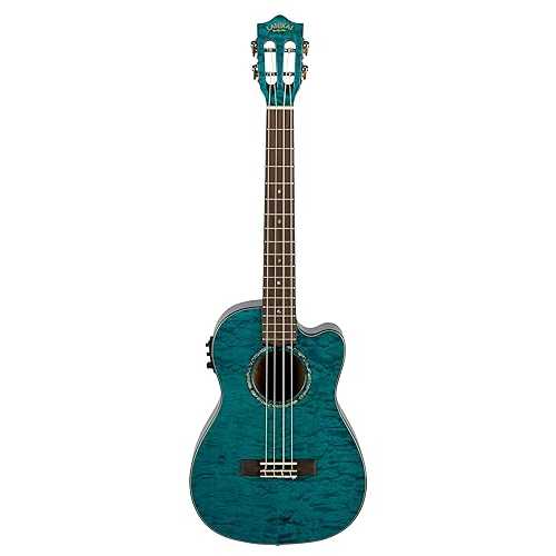 Lanikai Quilted Maple Blue Stain Baritone A/E Ukulele with Foam Case (QM-BLCEB)