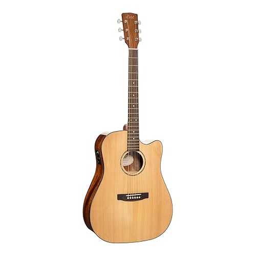 Cort EARTH60CENAT Earth 60 Dreadnought Solid Top Acoustic Electric Guitar, Natural Gloss