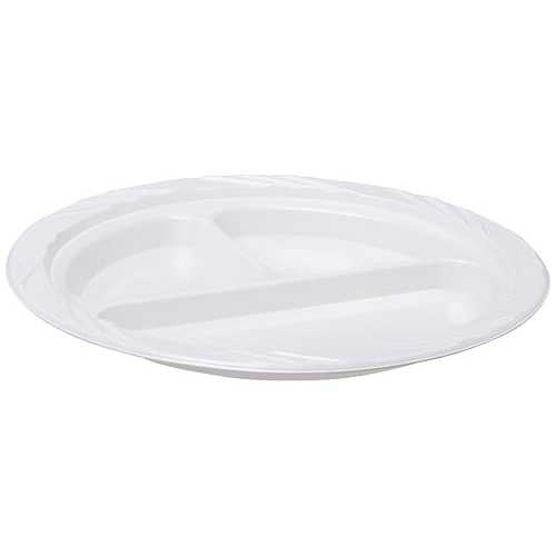Genuine Joe Round White Divided Plates, 9\" (Pack of 125)"