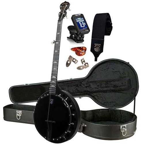 Deering Goodtime BLACKGRASS 5-String Bluegrass Banjo with Hard Case - All-Black Resonator, Neck and Hardware - Midnight Instrument Alley Deering Goodtime BLACKGRASS 5-String Bluegrass Banjo with Hard Case - All-Black Resonat