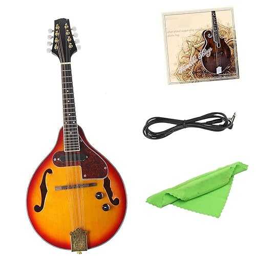 TSTS Mandolin Instrument Kit 8-String Electric Mandolin Sunburst A Style Rosewood Fingerboard Music Instrument With Cable Strings Cloth