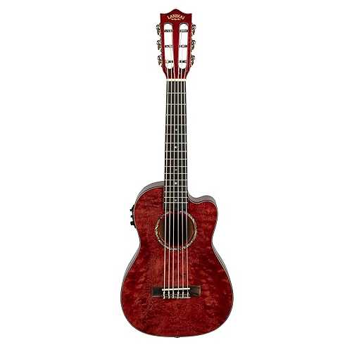 Lanikai Quilted Maple Red Stain Guitelele A/E Ukulele with Foam Case (QM-RDCEG)
