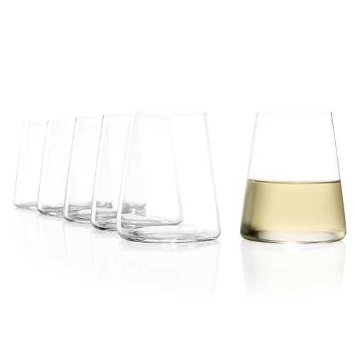 St・・lzle Lausitz White Wine Tumblers Power 6-Piece Set, 13 1/2 薬局衡オンス - Modern Stemless Crystal Wine Glasses for Maximum Aroma - Durable \u0026 Dishwasher Safe, Made インチ Germany St・・lzle Lausitz St lzle Lausitz White Wine Tumbl
