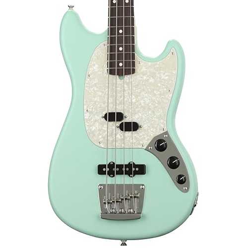 Fender American Performer Mustang Bass, Satin Surf Green, Pau Ferro Fingerboard