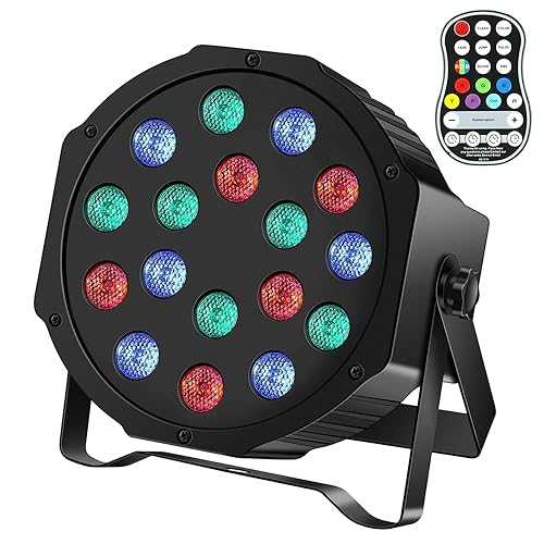 ワイヤレスステージライト U`King 18 LED RGB Par Can Light バッテリー駆動、サウンド起動およびリモコンアップライト 結婚式 DJ ディスコパーティー アップライト ライブショー用 U`King 36W Wireless Uplights, 18 LED RGB Stage Lights, DMX5｜Glomarket
