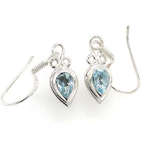Natural 1コンピュータ断層撮影法 Blue Topaz 925 Sterling Silver Earrings 25粍 Natural Rocks by Kala Natural 1コンピュータ断層撮影法 Blue Topaz 925 Sterling Silver Earrings 25粍