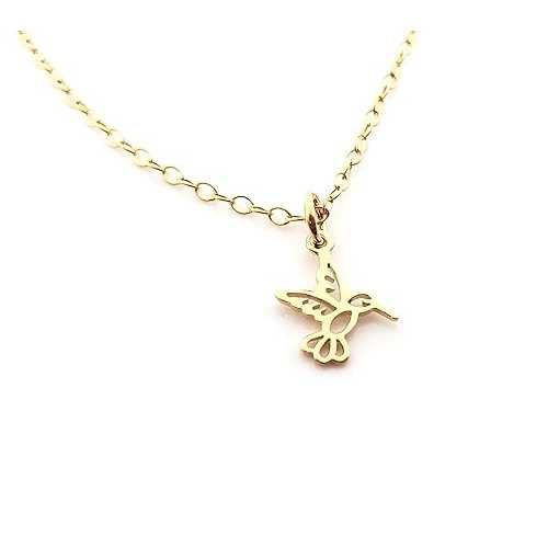 タイニー ハミングバード 14K ゴールドフィルド ネックレス CY Design Studio Gold Hummingbird Necklace 24K Gold Plated over Sterling Silver Charm, Handmade 14K Gold Filled Chain|Glomarket