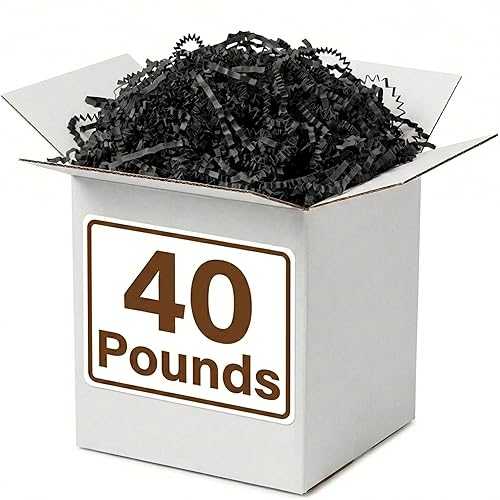 BOX USA Black Crinkle Paper Filler (40重量ポンド) - Shredded Paper for Basket Stuffing, Shipping, Packaging, Confetti, Crafts \u0026 Holidays - Crinkle Cut