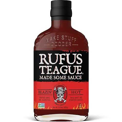 Rufus Teague Blazin\u0027 Hot BBQ Sauce, 1 Pack, Premium Barbecue Sauce with Natural Ingredients, Award-Winning Bold Flavor, Gluten-Free, Non-GMO,15.25 薬局衡オンス