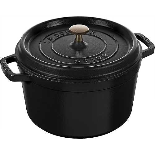 Staub Cast Iron Dutch Oven 5-クォート Tall Cocotte, Made インチ France, Serves 5-6, Matte Black