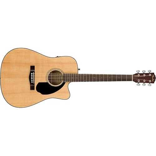 Fender CD-60SCE Dreadnought Cutaway Acoustic Electric Guitar, with 2-Year Warranty, Fishman Pickup and Preamp System, Natural