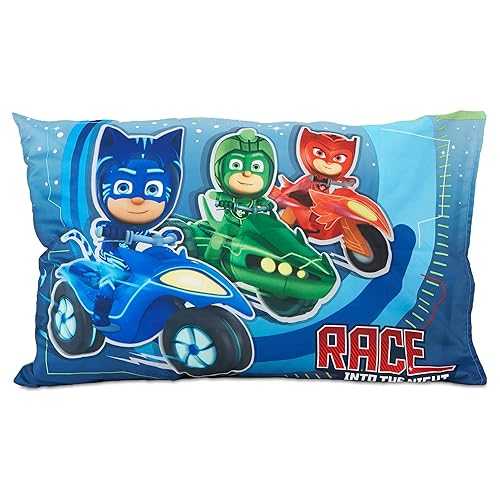 PJ Masks Time to Save The Day 4 Piece Toddler Bedding Set - Includes Comforter, Sheet Set - Fitted and Top + Reversible Pillow for Boys Bed, Blue PJ Masks Time to Save The Day 4 Piece Toddler Bedding Set Includes