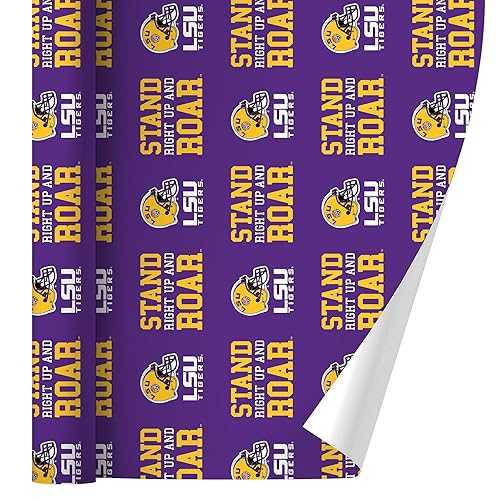 グラフィックなど 立ち上がってがなり立てるする LSU タイガース 蹴球 差し上げ物荷拵え 荷拵え紙渦巻形 GRAPHICS \u0026 MORE Stand Up and Roar LSU Tigers Football Gift Wrap Wrapping Paper Rolls