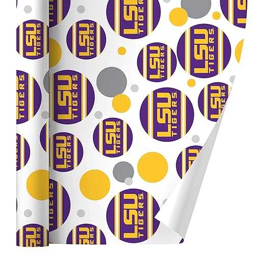 グラフィックと余分の物 LSU 言葉目じるし プルオーバー 縞模様 差し上げ物荷拵え 荷拵え紙渦巻形 GRAPHICS \u0026 MORE LSU Wordmark with Jersey Stripes Gift Wrap Wrapping Paper Roll