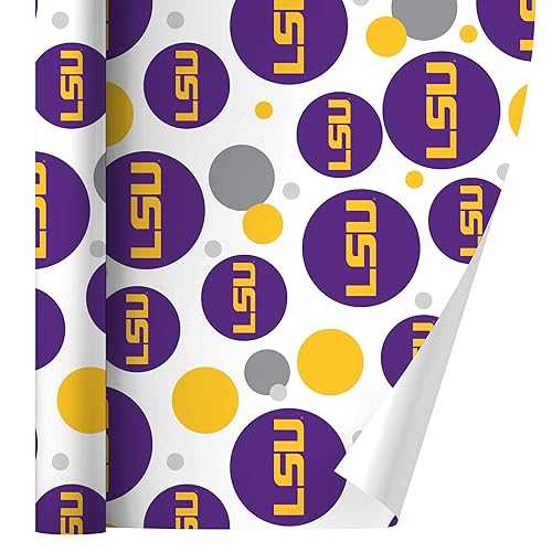 グラフィックと余分の物 紫色の差し上げ物荷拵え荷拵え紙渦巻形に LSU ロゴタイプ GRAPHICS \u0026 MORE LSU Logo on Purple Gift Wrap Wrapping Paper Roll