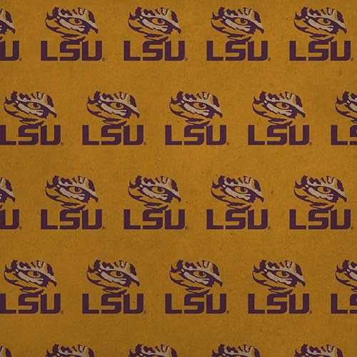 グラフィックと余分の物 LSU タイガーアイ 黄色 割り増し金 手工芸品 一巻き 差し上げ物 さあ美 荷拵え紙 GRAPHICS \u0026 MORE LSU Tiger Eye on Yellow Premium Kraft Roll Gift Wrap Wrapping Paper
