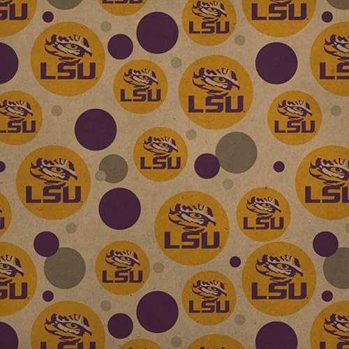グラフィックと余分の物 LSU タイガーアイ 黄色 割り増し金 手工芸品 差し上げ物 さあ美 荷拵え紙 一巻き GRAPHICS \u0026 MORE LSU Tiger Eye on Yellow Premium Kraft Gift Wrap Wrapping Paper Roll