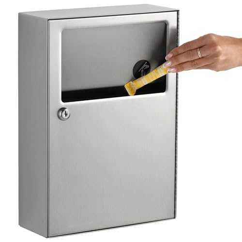 Bobrick Surface-Mounted Sanitary Napkin Disposal ADA Compliant, Satin-Finish Stainless Steel, Leak-Proof 1.2-gallon Capacity, Self-Closing Panel, Durable & Hygienic Design for Commercial Bathrooms (Model B-254)｜Glomarket