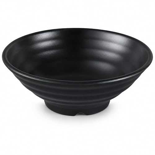 Yanco BP-3018 Black Pearl 8" x 3" Melamine Noodle Bowl, 32 oz, Black, 24/Case｜Glomarket