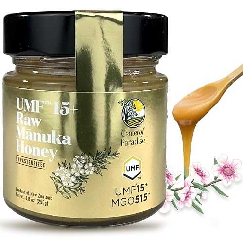 Center of Eden Center of Paradise Raw Manuka Honey Certified UMF 15+ / MGO 515+ (250g / 8.8oz) Glass Jar - Pure & Natural Manuka Honey New Zealand for Daily Immune Support and Wellness - Non GMO & Unpasteurized|Glomarket