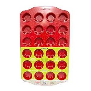 CasaWare ミニマフィンパン 24 カップ セラミックコーティング ノンスティック (赤御影石) CasaWare Mini Muffin Pan 24 Cup Ceramic Coated Non-Stick (Red Granite)