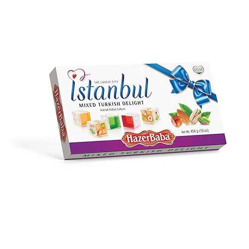 Hazer Baba Turkish Delight Candy, Mixed Nuts with Rose, Lemon & Mint Flavors, Gourmet Snack Box, Traditional, Vegan, Lokum, Sweets, Loukumi, Delicias Turcas, Halal, Kosher, 16oz (454g) HazerBaba Hazer Baba Turk