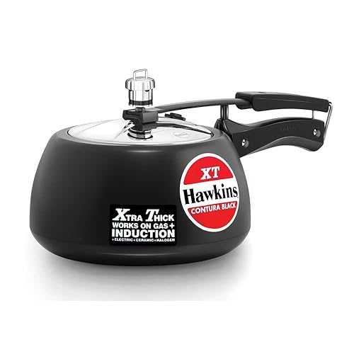 Hawkins Contura Hard Anodized Induction Compatible Extra Thick Base Pressure Cooker, Black, 3L FUTURA Hawkins Contura Hard Anodized Induction Compatible Extra Thick Base Pressure Cooker, Black, 3L 鍋・フライパン-鍋