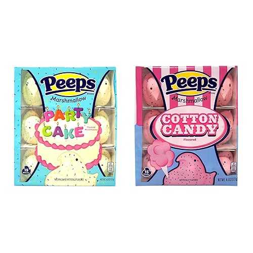 Peeps イースターパーティーケーキとコットンキャンディー風味のマシュマロ、4.5 オンス、2 個パック Needzo Peeps Easter Party Cake and Cotton Candy Flavored Marshmallows, 4.5 Ounce, Pack of 2画像