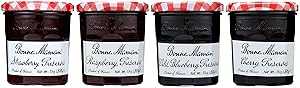 Bonne Maman Preserves、バラエティパック (ストロベリー、ラズベリー、ワイルドブルーベリー、チェリー)、13 オンス瓶 (4 個パック) Bonne Maman Preserves, Variety Pack (Strawberry, Raspberry, Wild Blueberry, Cherry), 13 Ounce Jars