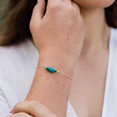 14K ゴールドフィルドのターコイズビーズバーブレスレット - 本物の宝石 Luna Tide Turquoise Bead Bar Bracelet in 14K Gold Fill - Genuine Gemstone