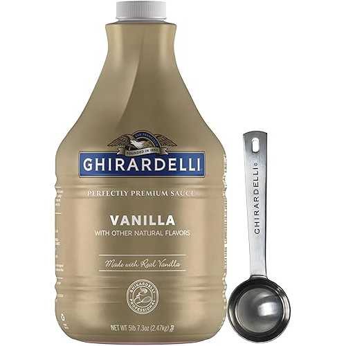 Ghirardelli Vanilla Sauce, 87.3 Ounce Bottle - with Ghirardelli Stamped Barista Spoon