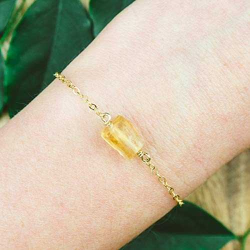 シトリン原石クリスタルブレスレット - 11月の誕生石 Raw citrine crystal bracelet - November birthstone