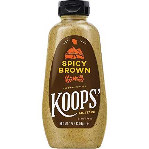 Koops' スパイシーブラウンマスタード、12オンス ボトル、12本パック Koops' Spicy Brown Mustard, 12 oz. Bottle, 12-Pack