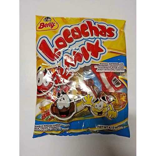 B E N Y 4x Beny Locochas Mix flavor (Watermelon, Mango, Strawberry, Tarmind Chamoy Hard Candy with chili center) 5.1 oz