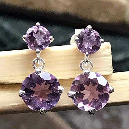 ナチュラル 2.5ct パープル アメジスト 925 ソリッド スターリング シルバー イヤリング 16mm Natural Rocks by Kala Natural 2.5ct Purple Amethyst 925 Solid Sterling Silver Earrings 16mm